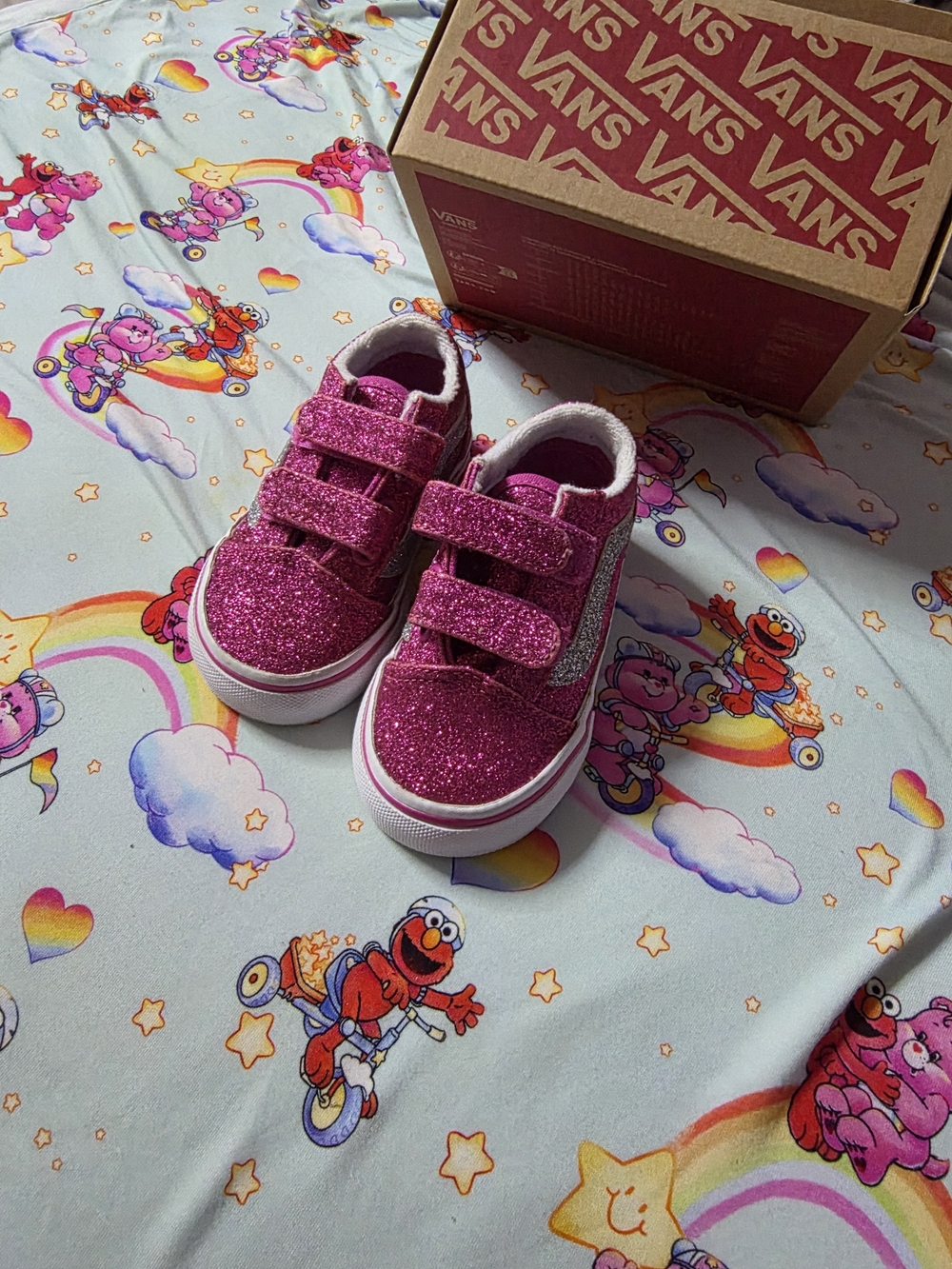 Vans Toddler Pink Glitter Velcro Sneakers